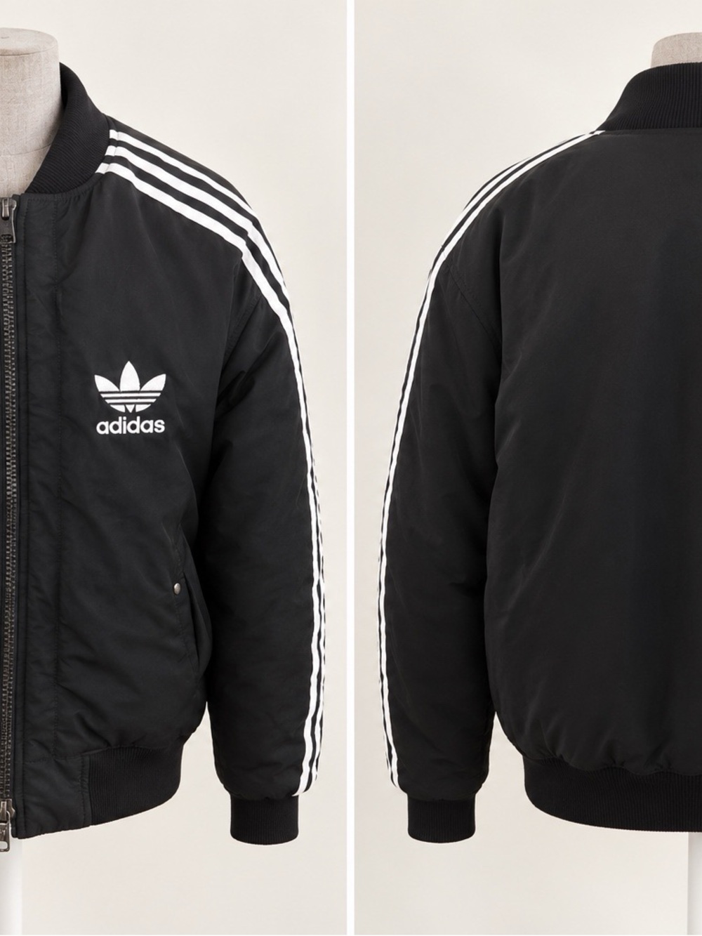 adidas Black Bomber Jacket with White Three-Stripes